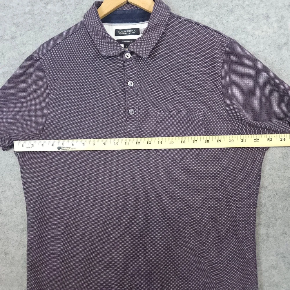 Banana Republic Men's Birdseye Size L Performance Pique Polo Shirt Pocket Preppy